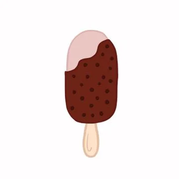 Chocolate ice cream. Vector flat illustration. Popsicle ice cream. Figure ice Stock Illustration