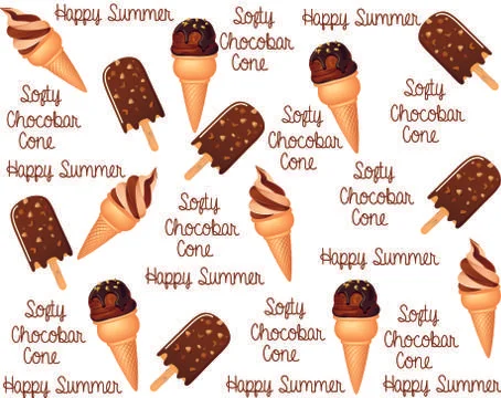 Chocolate icecream seamless pattern with text background Stock Illustration