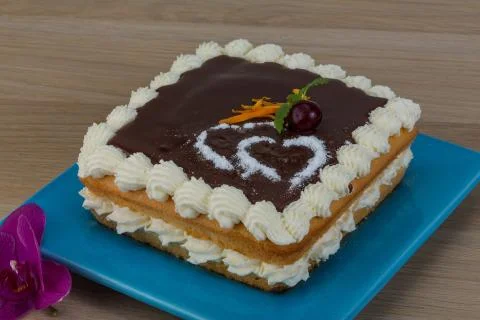 Chocolate icing cake Stock Photos