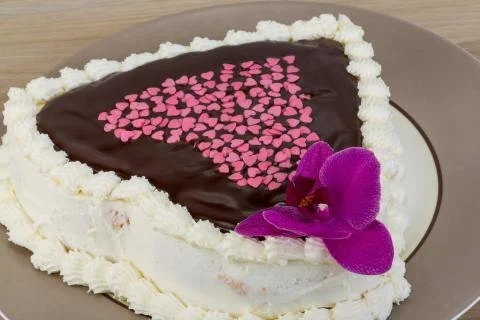 Chocolate icing cake Stock Photos