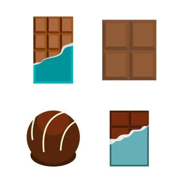 Chocolate icon set, flat style 스톡 일러스트