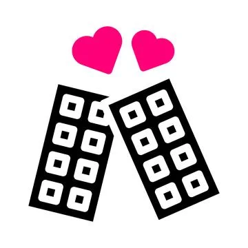 Chocolate icon solid black pink style valentine illustration vector element.. Stockillustratie