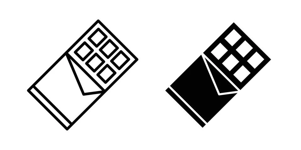 Chocolate icon solid, line, and editable vector set. Stock Illustration