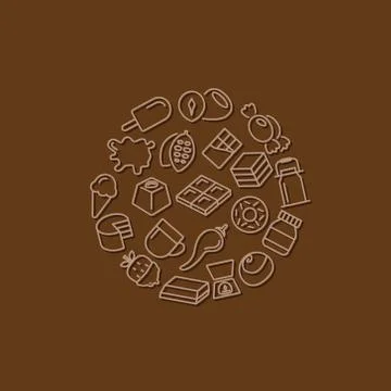 Chocolate icons in circle Stock Illustration
