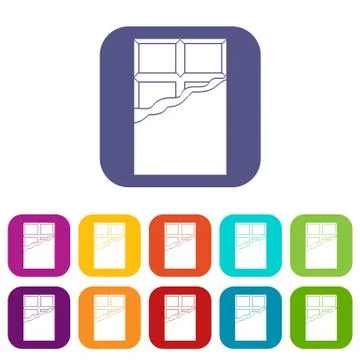 Chocolate icons set flat 스톡 일러스트