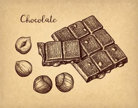Chocolate ink sketch. Stock Illustration