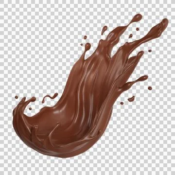 Chocolate isolated splashes. 3D render illustration Stock Illustration