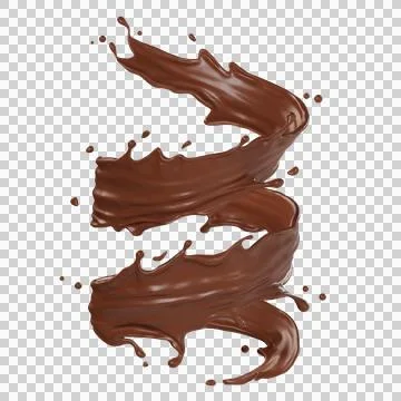 Chocolate isolated splashes spiral. 3D render illustration Stock Illustration