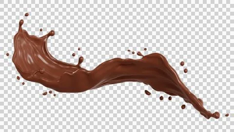 Chocolate isolated splashes wave. 3D render illustration Stock Illustration