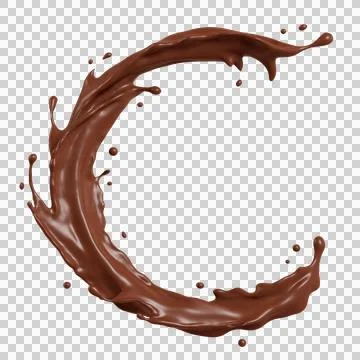 Chocolate isolated splashes wave. 3D render illustration Stock Illustration