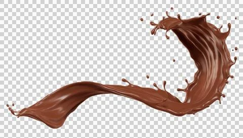 Chocolate isolated splashes wave. 3D render illustration Stock Illustration