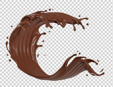 Chocolate isolated splashes wave. 3D render illustration Stock Illustration