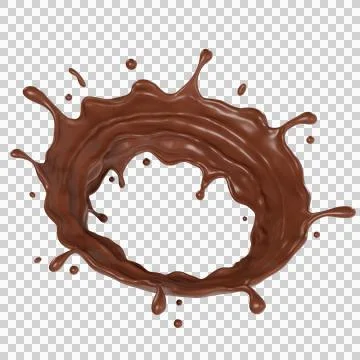 Chocolate isolated splashes waves circle. 3D render illustration Stock Illustration