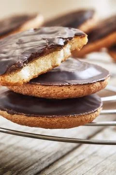 Chocolate jaffa cakes Stock Photos