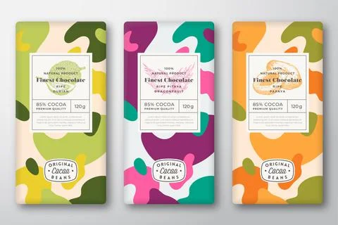 Chocolate Labels Set. Abstract Vector Packaging Design Layouts Collection Illustrazione stock