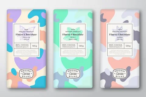 Chocolate Labels Set. Abstract Vector Packaging Design Layouts Collection Illustrazione stock