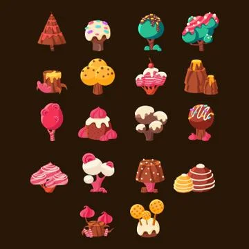 Chocolate Landscape Elements Set Stock Illustration