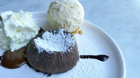 Chocolate lava with Icecream Stock Footage 78593922