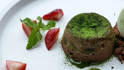Chocolate lava matcha Stock Footage