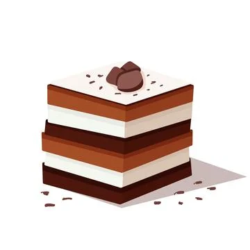 Chocolate layered cake slice with topping Stock-Illustration