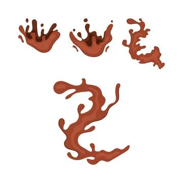 Chocolate liquid splash dripping and swirling elements Illustrazione stock