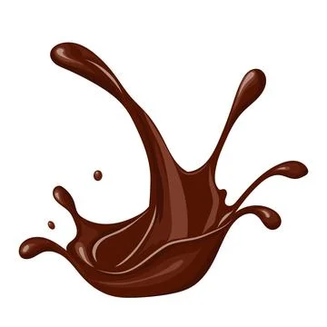 Chocolate liquid splash in flat design. Cocoa liquid falling and pouring. Vec Stock Illustration