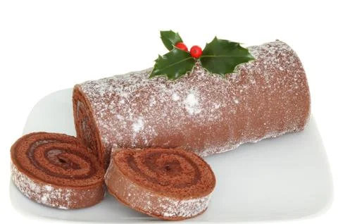 Chocolate log closeup Stock Photos