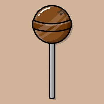 Chocolate lollipop on plastic stick Stock Illustration