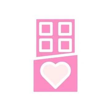 Chocolate love Icon solid pink white style valentine illustration symbol pe.. イラスト素材