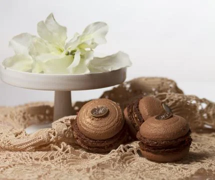 Chocolate macarons Stock Photos