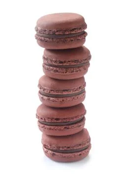 Chocolate Macarons Stock Photos