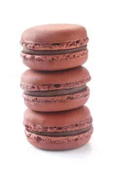Chocolate Macarons Stock Photos