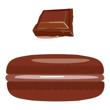 Chocolate macaroon icon cartoon vector. French cake Illustrazione stock