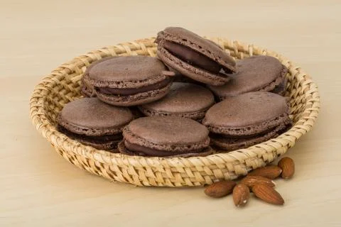 Chocolate macaroons Stock Photos