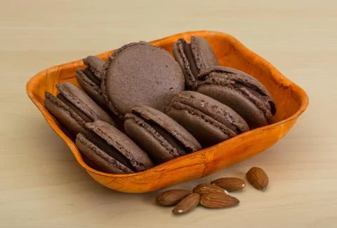 Chocolate macaroons Stock Photos