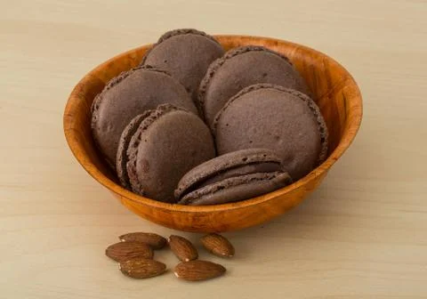 Chocolate macaroons Stock Photos