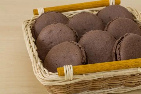 Chocolate macaroons Stock Photos