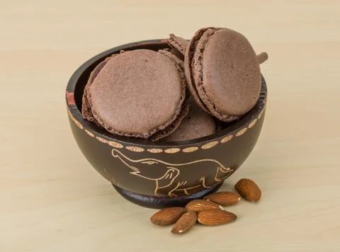 Chocolate macaroons Stock Photos