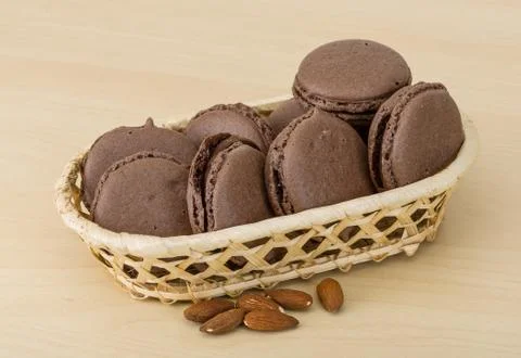 Chocolate macaroons Stock Photos