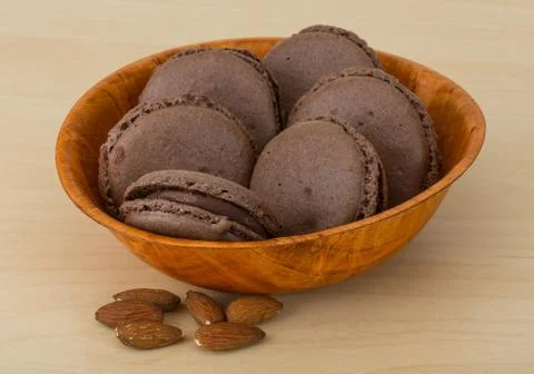 Chocolate macaroons Stock Photos