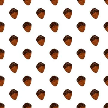 Chocolate madeleine dessert pattern creating sweet bakery background Stock Illustration