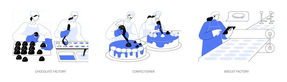 Chocolate making abstract concept vector illustrations. Illustrazione stock