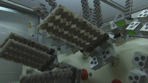 Chocolate making manufacture of Easter chocolate eggs, chocolate factory Stock Footage 123238764