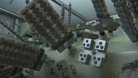 Chocolate making manufacture of Easter chocolate eggs, chocolate factory Stock Footage 123251340