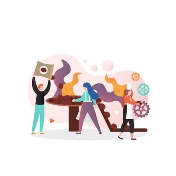 Chocolate making process vector concept for web banner, website page Stock Illustration