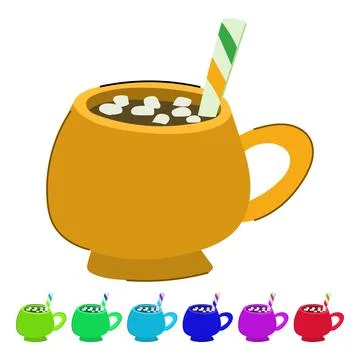 Chocolate marshmallow cup vector cartoon graphic Stock Illustration