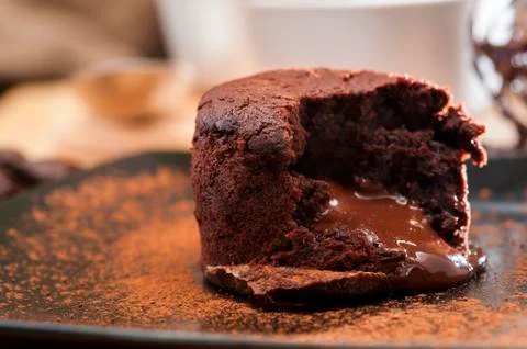 Chocolate melting middle pudding Stock Photos