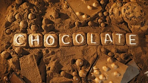 Chocolate message on the cocoa background Stock Footage 102218350