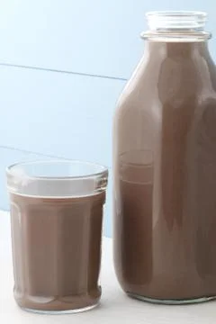 Chocolate milk bottle Stock Photos