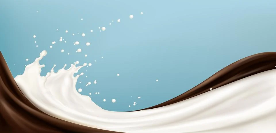 Chocolate with milk splash wave Stock Illustration